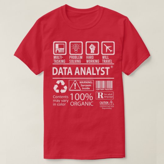 Data Analyst MultiTasking Certified Job Gift Item T-Shirt (Design vorne)
