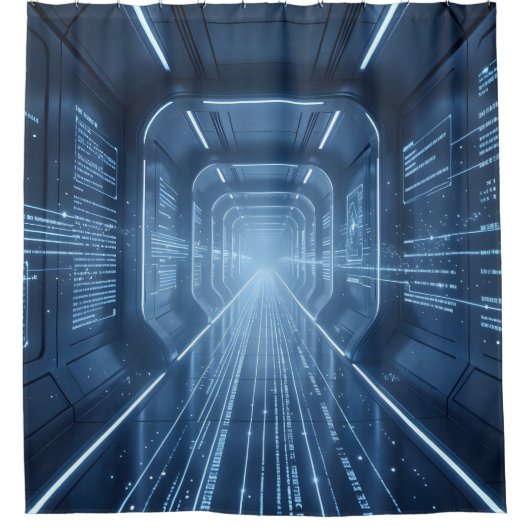 Data Corridor – Futuristischer Korridor Kunst Dusc Duschvorhang (Vorderseite)