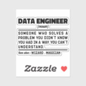 Data Engineer Noun Cool Computing Specialist Funny Aufkleber (Blatt)