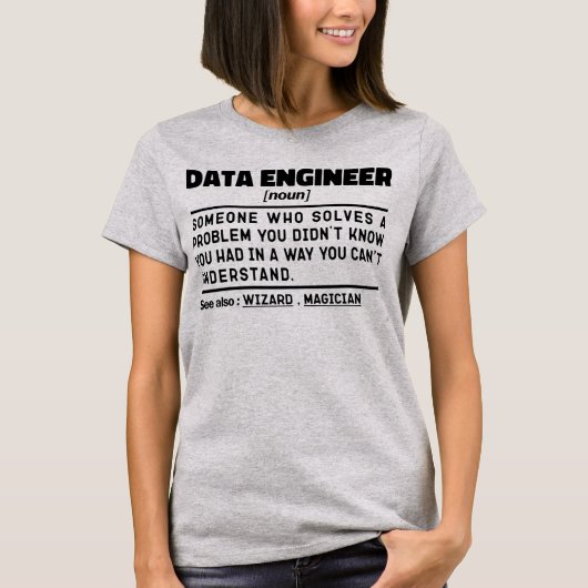 Data Engineer Noun Cool Computing Specialist Funny T-Shirt (Vorderseite)