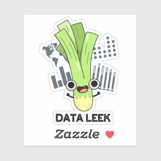 Data Leek Funny Computer Veggie Pun Aufkleber (Blatt)
