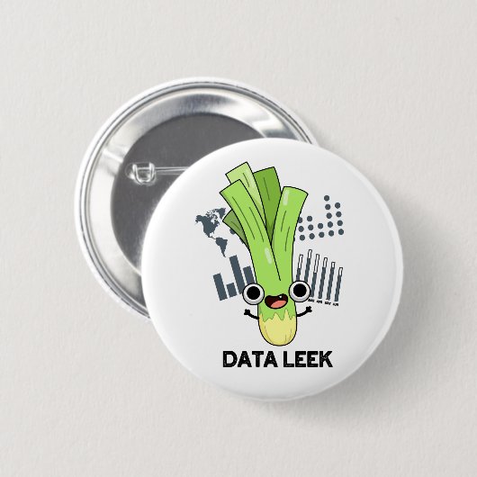 Data Leek Funny Computer Veggie Pun Button (Vorne & Hinten)