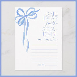 Date Ideas Blue Bow Brautparty Game Postkarte