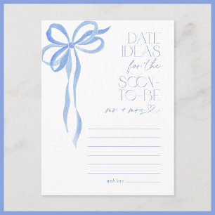 Date Ideas Blue Bow Brautparty Game Postkarte