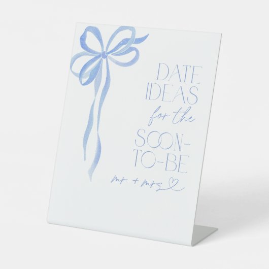 Date Ideas Blue Bow Brautparty Game Sockelschild (Vorderseite)