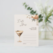 Date Ideas Espresso Martini Brautparty Game Postkarte (Stehend Vorderseite)