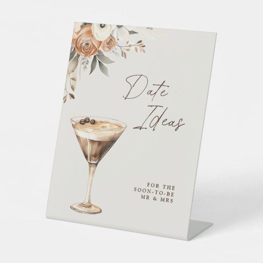 Date Ideas Espresso Martini Brautparty Sockelschild (Vorderseite)
