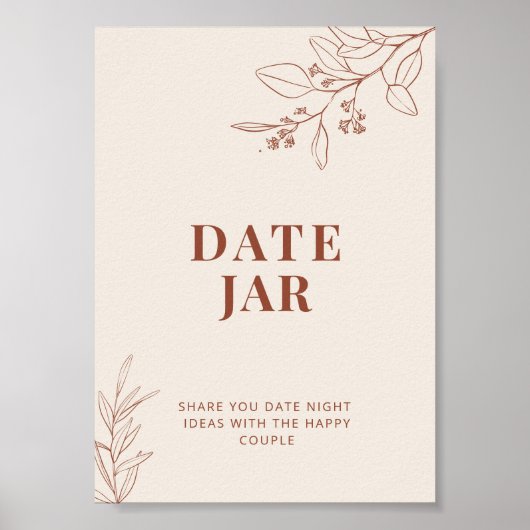 Date Jar Boho Wedding Sign Poster (Vorne)