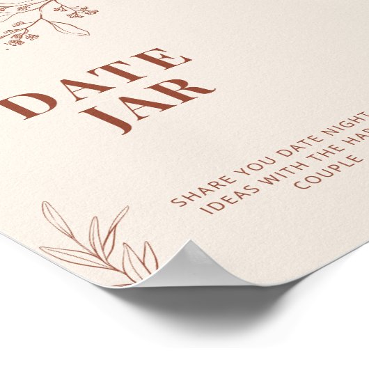 Date Jar Boho Wedding Sign Poster (Ecke)