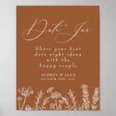 Date Jar Burnt Orange Wildblume Brautparty Poster (Vorne)