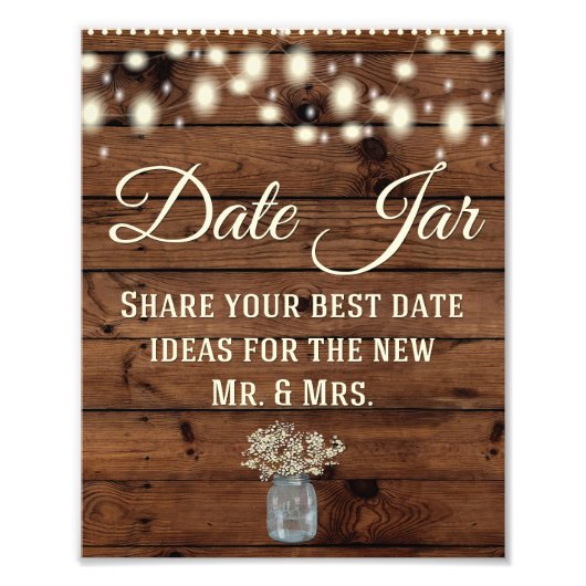 Date Jar, Hochzeitssymbol, Hochzeitsdekor, rustika Fotodruck (Vorne)