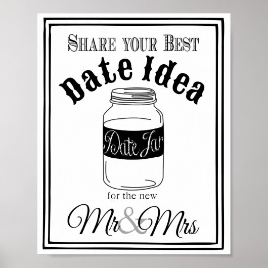 Date jar Hochzeitszeichen Hochzeit oder Party-Zeic Poster (Vorne)
