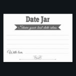 Date Jar Ideas Wedding Cards Table Cards - Grau Tischnummer<br><div class="desc">Diese stilvollen "Date Jar"-Karten sind die perfekte Ergänzung zu Ihrem Hochzeitsempfang oder Brautparty. Dieses Design kombiniert graue und weiße Schriftart mit einem grauen Banner und einem Herzinfarkt ganz unten. Die Karte hat Platz,  um die besten Heiratsdaten und ihren Namen verlassen.</div>