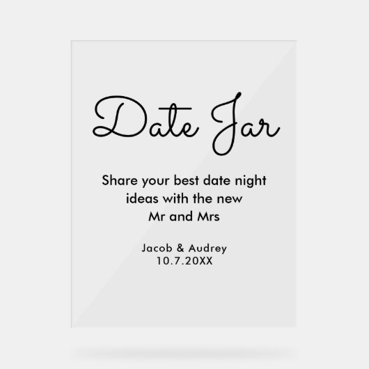 Date Jar Polterabend Acrylschild (Vorderseite)