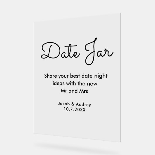 Date Jar Polterabend Acrylschild (Winkel)