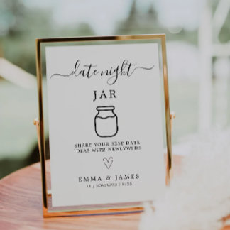 Date Jar Sign & Date Night Ideas Wedding Card Einladung