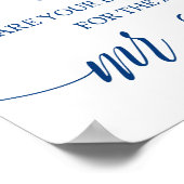 Date Jar Wedding Sign in Navy Blue Calligraphy Poster (Ecke)