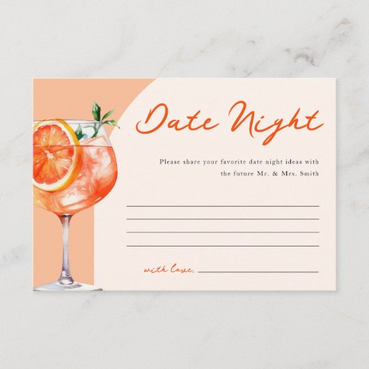 Date Night Aperol Spritz Brautparty Begleitkarte (Vorderseite)