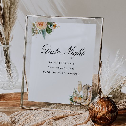 Date Night Boots and Bubbly Brautparty Sign Poster