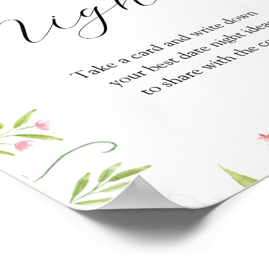 Date Night Idea Bridal Tee Dusche Unterschreiben Poster (Ecke)