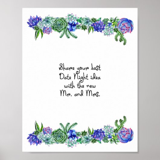 Date Night Idea signieren Sukkulent Poster (Vorne)