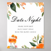 Date Night Ideas Aperol Spritz Brautparty Sign Poster (Vorne)