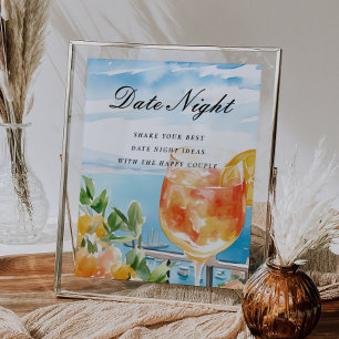 Date Night Ideas Aperol Spritz Brautparty Sign Poster