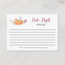 Date Night Ideas Brautparty Fall Pumpkin Herbst Hinweiskarte