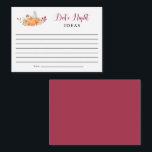 Date Night Ideas Brautparty Fall Pumpkin Herbst Hinweiskarte<br><div class="desc">Herbstthema Brautparty datiert Ideenkarte mit elegantem Wasserfarbenkürbis.</div>