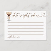 Date Night Ideas Brautparty Game Martini Begleitkarte (Vorderseite)