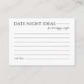 Date Night Ideas Brautparty Game Modern Script Begleitkarte (Vorderseite)