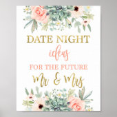 Date Night Ideas Brautparty succules Zeichen Poster (Vorne)