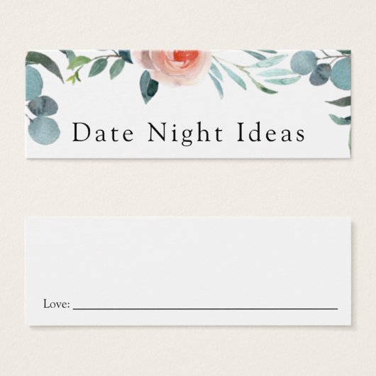 Date Night Ideas Bridal Teekarte (Vorne & Hinten)