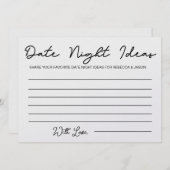 Date Night Ideas Card Brautparty Game Einladung (Vorne/Hinten)