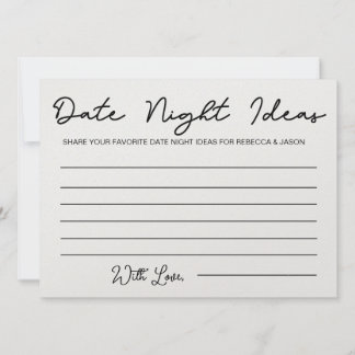 Date Night Ideas Card Brautparty Game Einladung