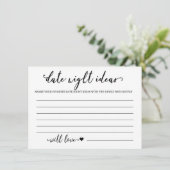 Date Night Ideas Card Brautparty Game Einladung (Stehend Vorderseite)