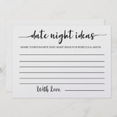 Date Night Ideas Card Brautparty Game Einladung (Vorne/Hinten)