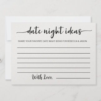 Date Night Ideas Card Brautparty Game Einladung