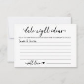 Date Night Ideas Card Brautparty Game Einladung (Vorderseite)