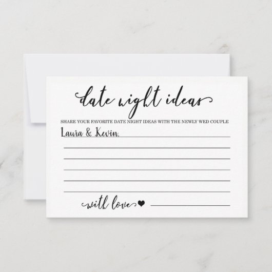  Date Night Ideas Card Brautparty Game Einladung (Vorderseite)