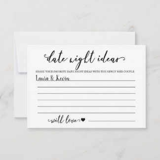 Date Night Ideas Card Brautparty Game Einladung