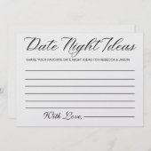 Date Night Ideas Card Brautparty Game Einladung (Vorne/Hinten)