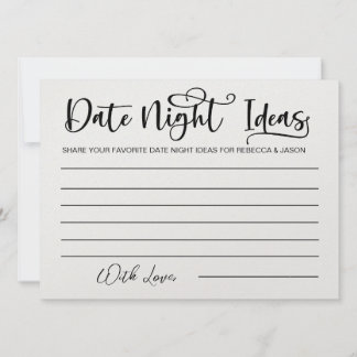 Date Night Ideas Card Brautparty Game Einladung