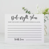 Date Night Ideas Card Brautparty Game Einladung (Stehend Vorderseite)