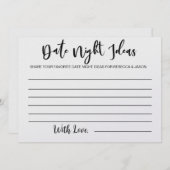 Date Night Ideas Card Brautparty Game Einladung (Vorne/Hinten)