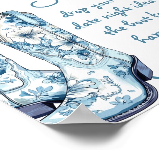 Date Night Ideas Chinoiserie Boots Brautparty Poster (Ecke)