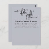 Date Night Ideas Elegant Dusty Blue Advice Card Postkarte (Vorne/Hinten)