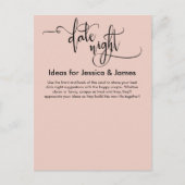 Date Night Ideas Elegante Blush Pink Advice Card Postkarte (Vorderseite)