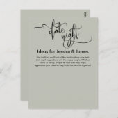 Date Night Ideas Elegante Sage Green Advice Card Postkarte (Vorne/Hinten)