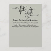 Date Night Ideas Elegante Sage Green Advice Card Postkarte (Vorderseite)